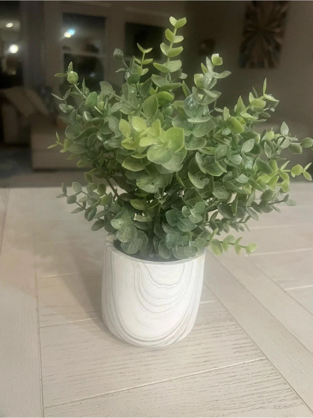 Artificial Eucalyptus Plant in Marble Pot